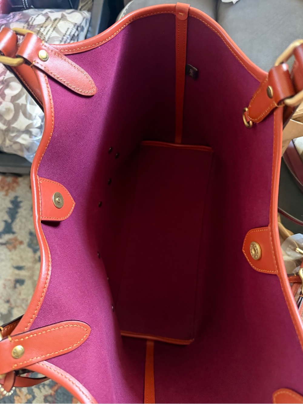 Coach Signature Canvas Floral Appliqué Tote in Brown/Rust - Picture 8 of 8